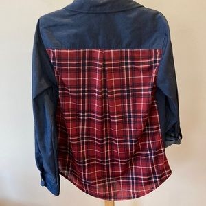 Denim & Flannel Perfect Combo. Dressy Thin Denim Look Light Flannel Blouse